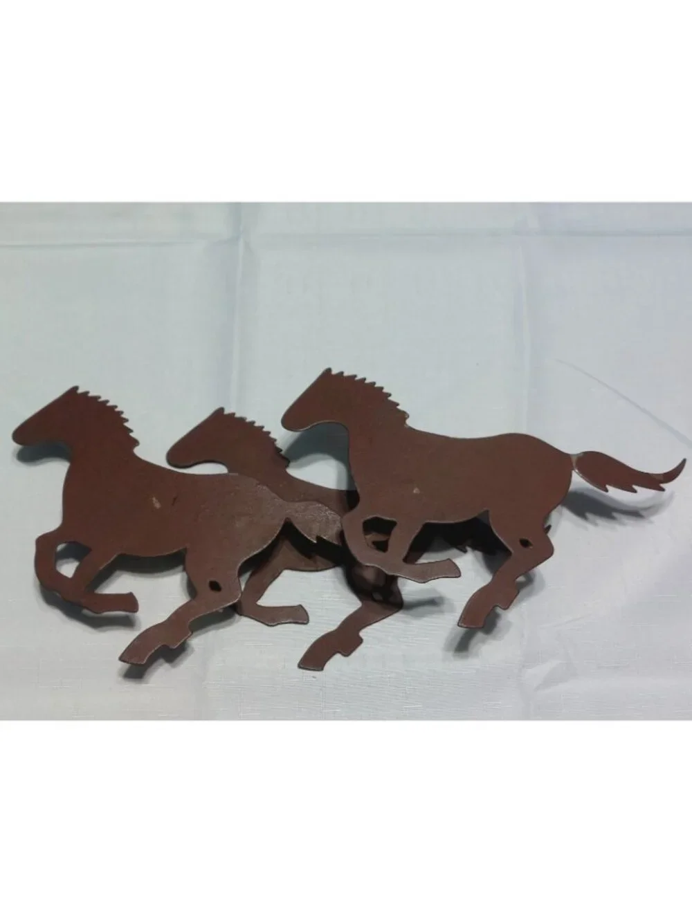 Horses Ponies Metal Silhouette Wall Hanging Plague Brown READ 15x6